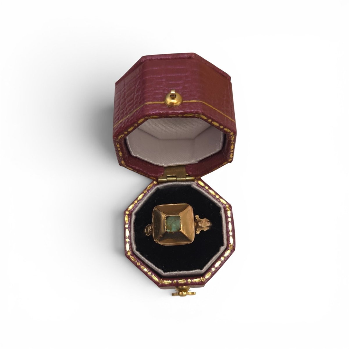 Bague antique à émeraude, style gothique, or 18 carats, XIIIe-XVe siècle, Salzbourg (Nonnberg)-photo-4