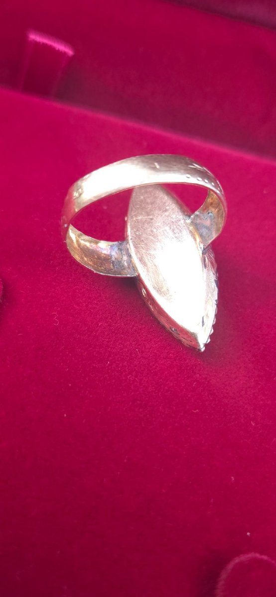 Bague ancienne victorienne en or jaune 18 carats avec diamants et émail-photo-4