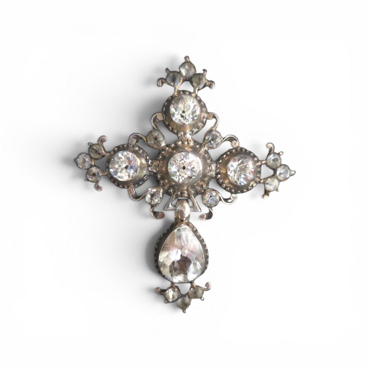 Antique Rock Crystal Pendant-brooch, Silver, France
