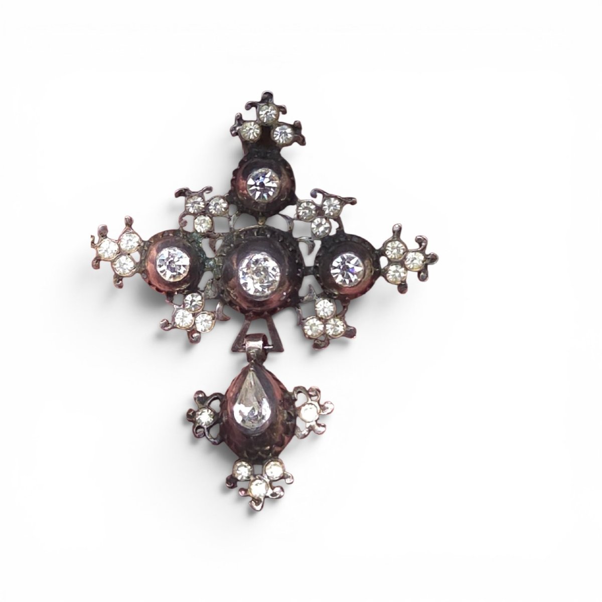 Pendentif ancien en argent en forme de croix normande