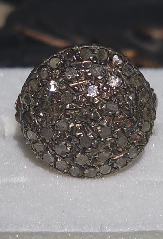 Antique Cluster Diamond Ring, 14-karat Yellow Gold-photo-4