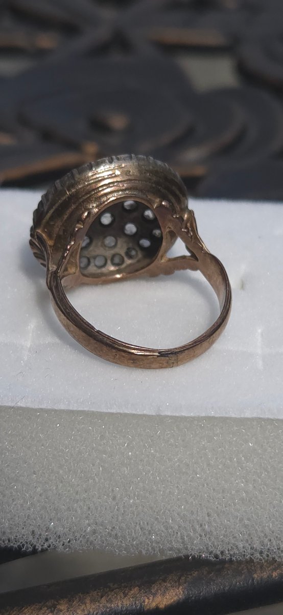 Antique Cluster Diamond Ring, 14-karat Yellow Gold-photo-2