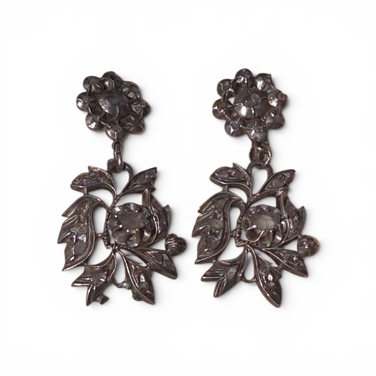 Antique Victorian-style Hoop Earrings Set With Diamonds-photo-3