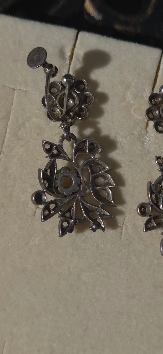 Antique Victorian-style Hoop Earrings Set With Diamonds-photo-4
