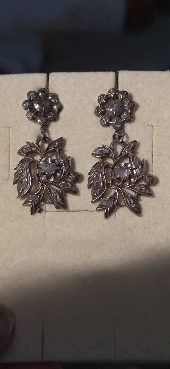 Antique Victorian-style Hoop Earrings Set With Diamonds-photo-3