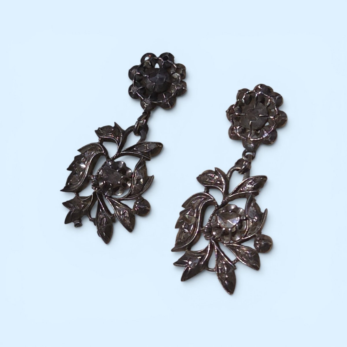 Antique Victorian-style Hoop Earrings Set With Diamonds-photo-5