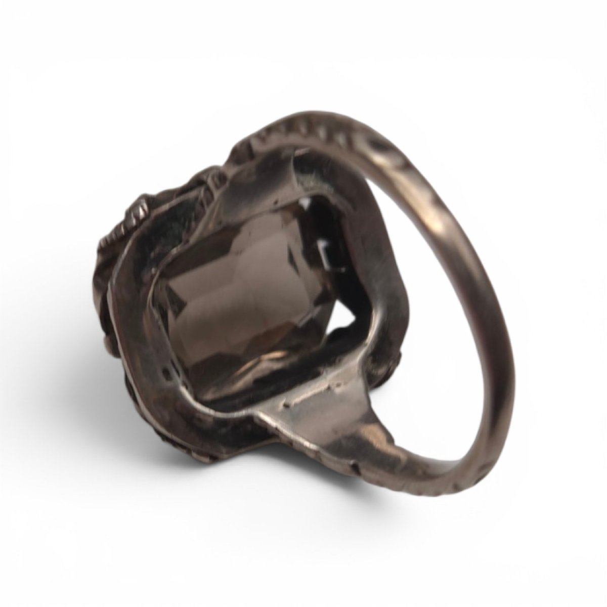  Art Deco Ring Made Of Smoky Quartz And Silver, Austria-photo-2