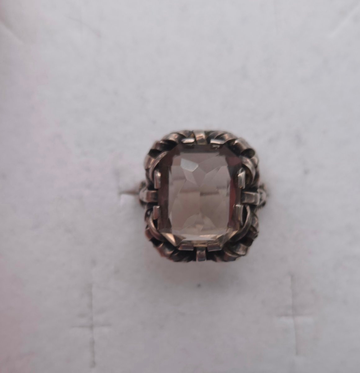  Art Deco Ring Made Of Smoky Quartz And Silver, Austria-photo-1