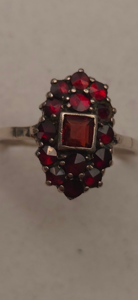Antique Ring Art Déco 935 Silber, Garnet-photo-3