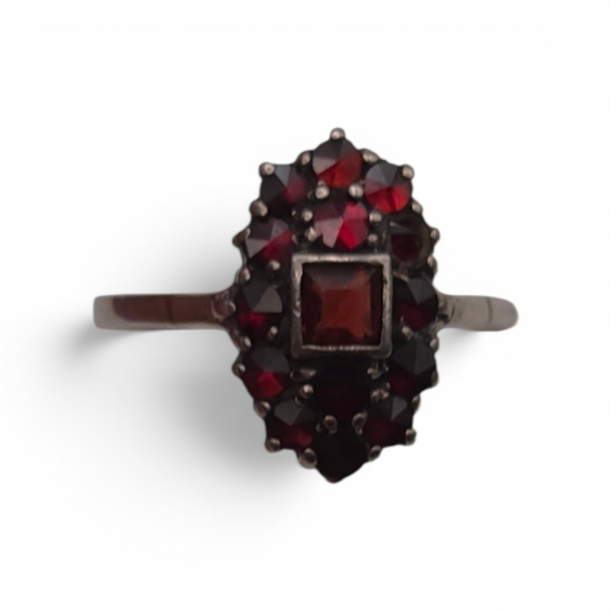 Antique Ring Art Déco 935 Silber, Garnet