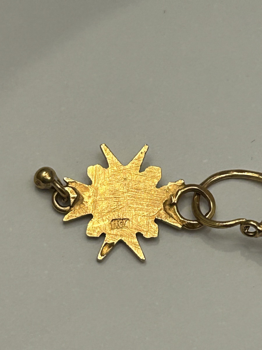 Antique 22-karat Gold Earrings Featuring A Maltese Cross And A Crown, Historicist Style, E-photo-3