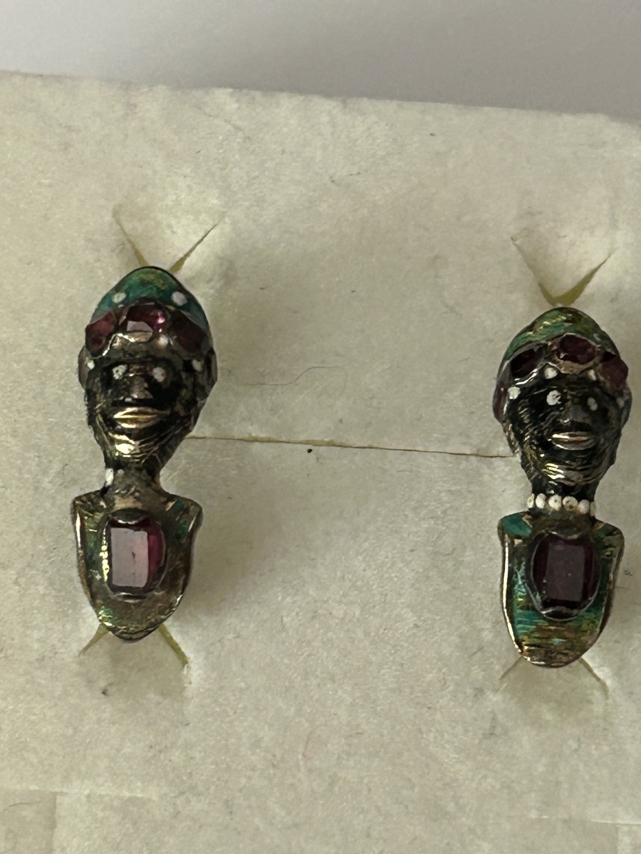 Museal Antique Moretti Earrings, Renaissance, Table-cut Rubies, Venetian Jewelry-photo-4