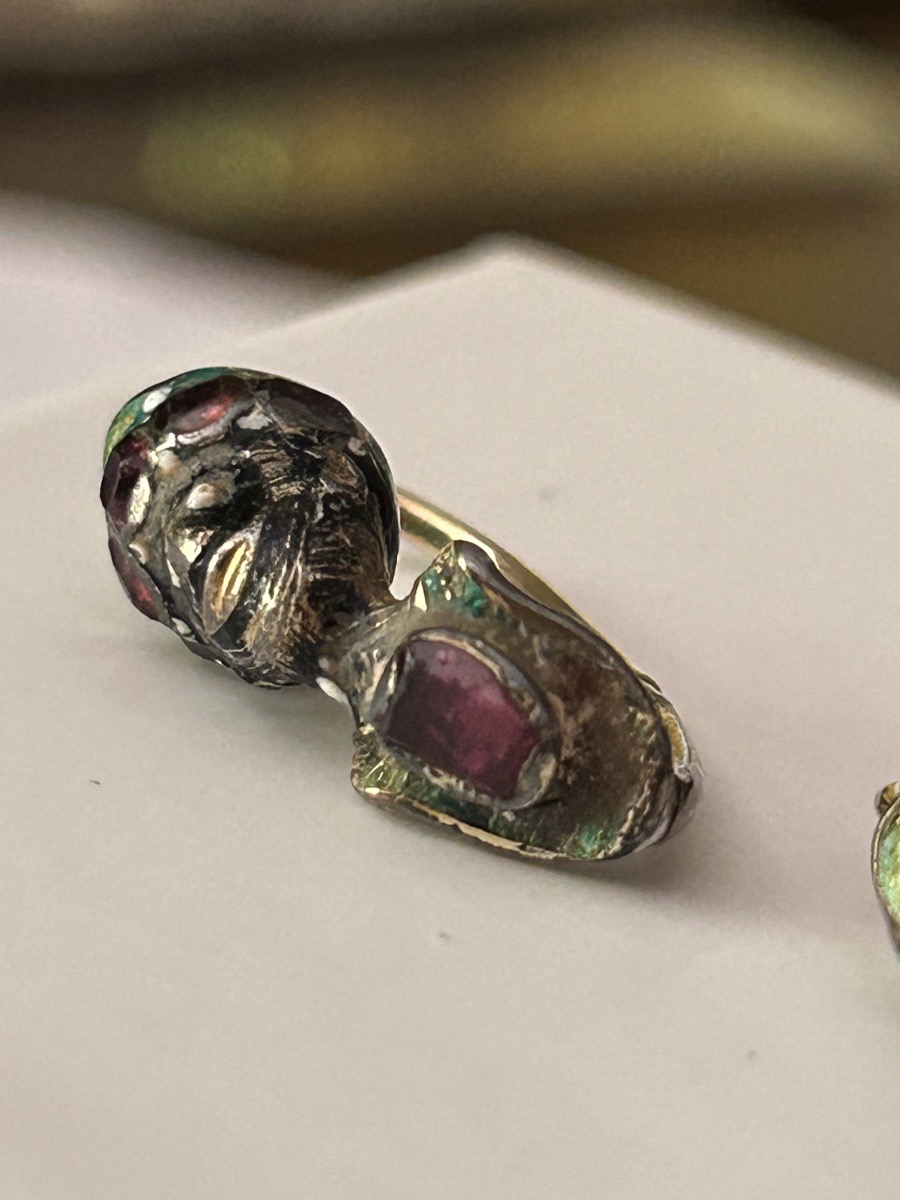 Museal Antique Moretti Earrings, Renaissance, Table-cut Rubies, Venetian Jewelry-photo-5