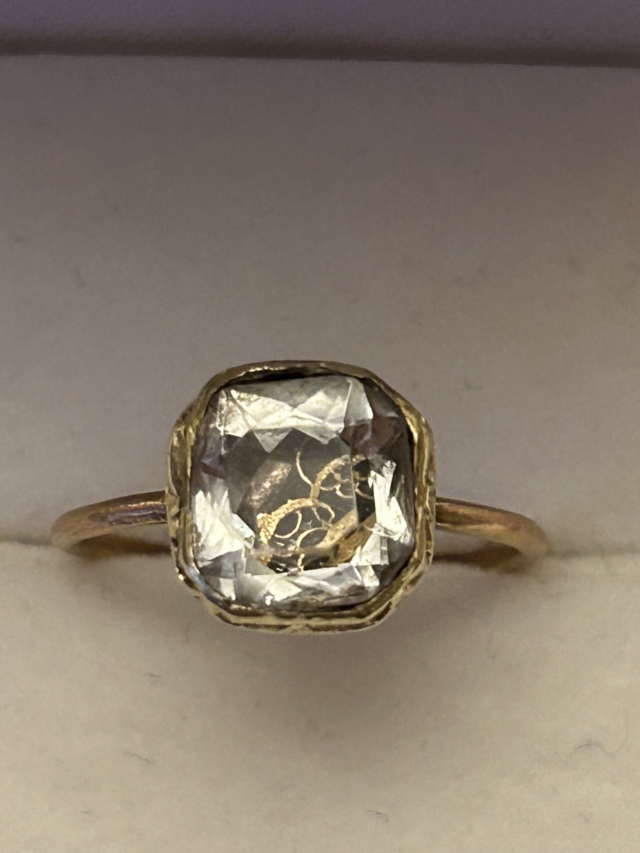 Bague ancienne pour femme en cristal Stuart, style baroque, 1680-1720-photo-3