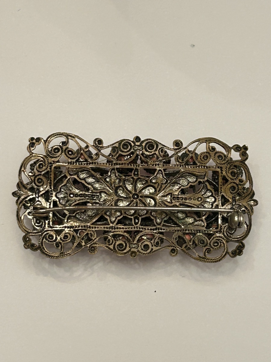 Broche antique en filigrane de Gablonz, années 1920 -photo-2