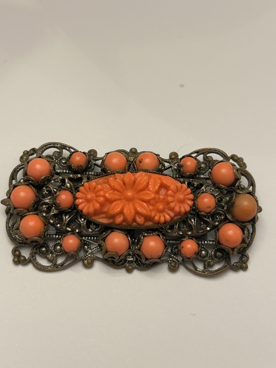 Broche antique en filigrane de Gablonz, années 1920 -photo-4
