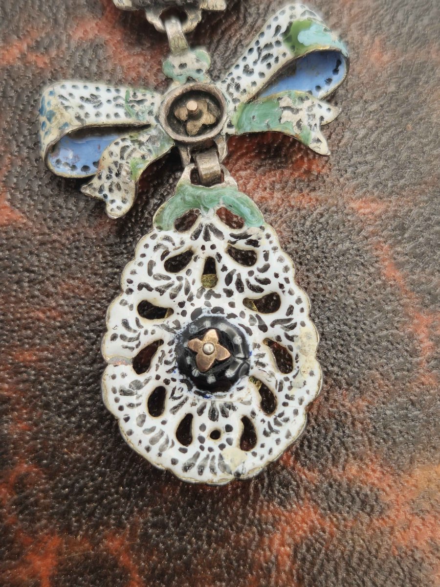 Pendentif ancien, pendentif baroque avec grenat et émail-photo-3