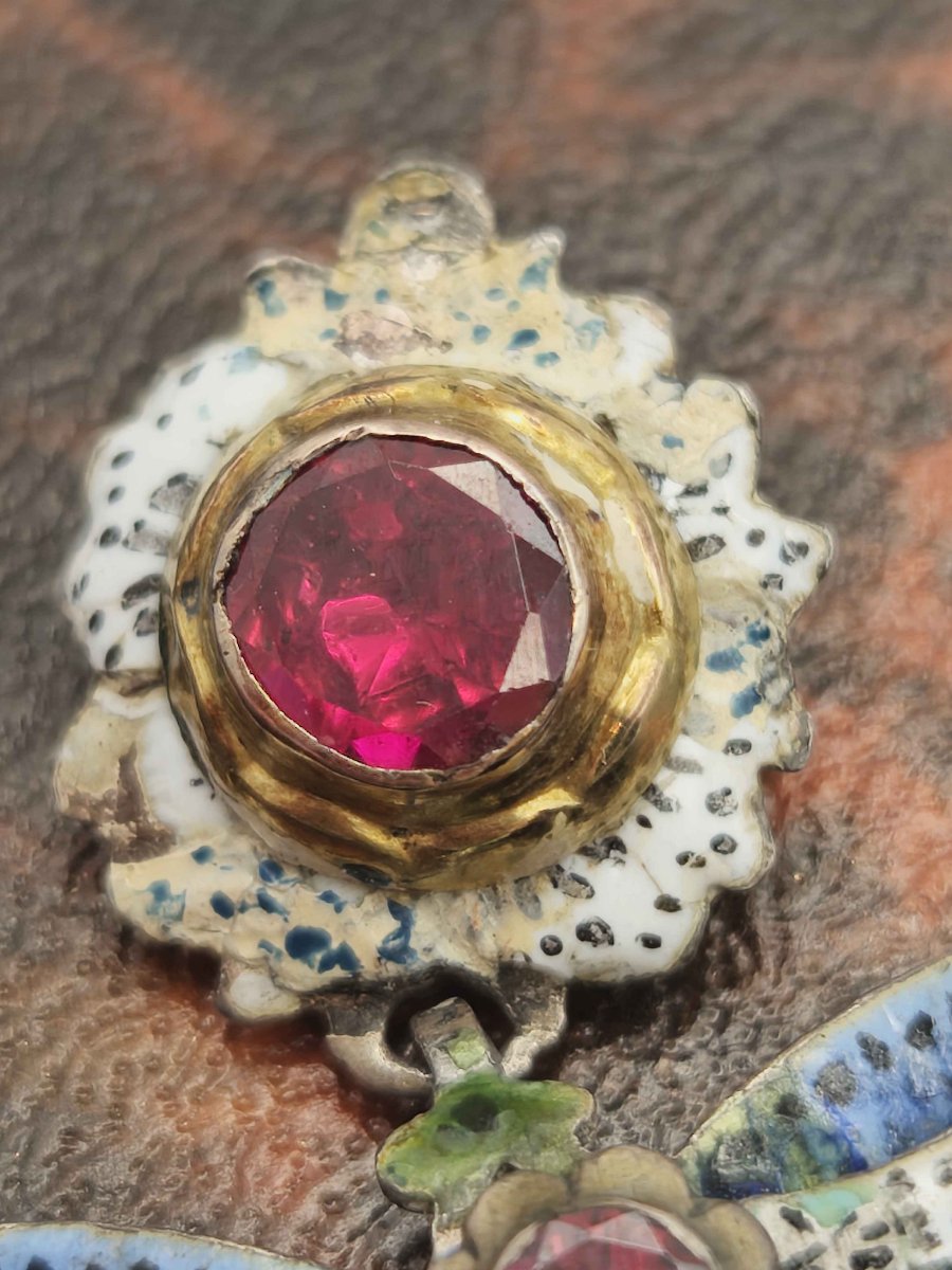 Pendentif ancien, pendentif baroque avec grenat et émail-photo-4