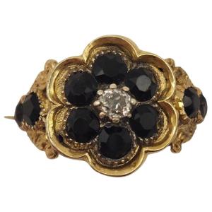 Bague de deuil ancienne en or jaune 18 carats avec diamant, 1829, pièce de musée