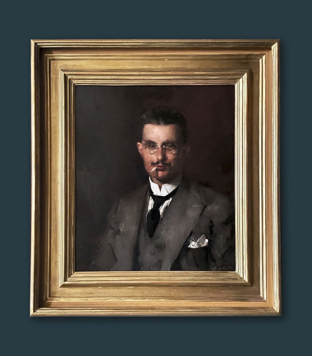 Portrait Of An Elegant Man With A Cigarette - Guido Tallone (1894-1967)