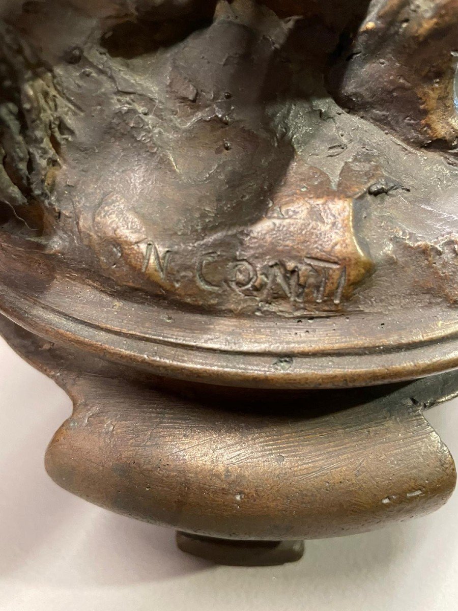 Sculpture En Bronze Représentant Pégase Et Bellérophon - Signée N.conti-photo-1
