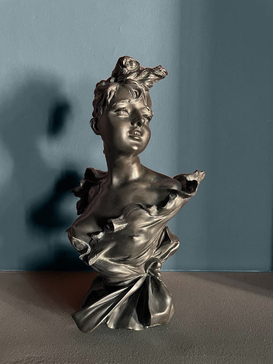 Bronze Sculpture Of A Young Woman - Signed Antonÿ-photo-2