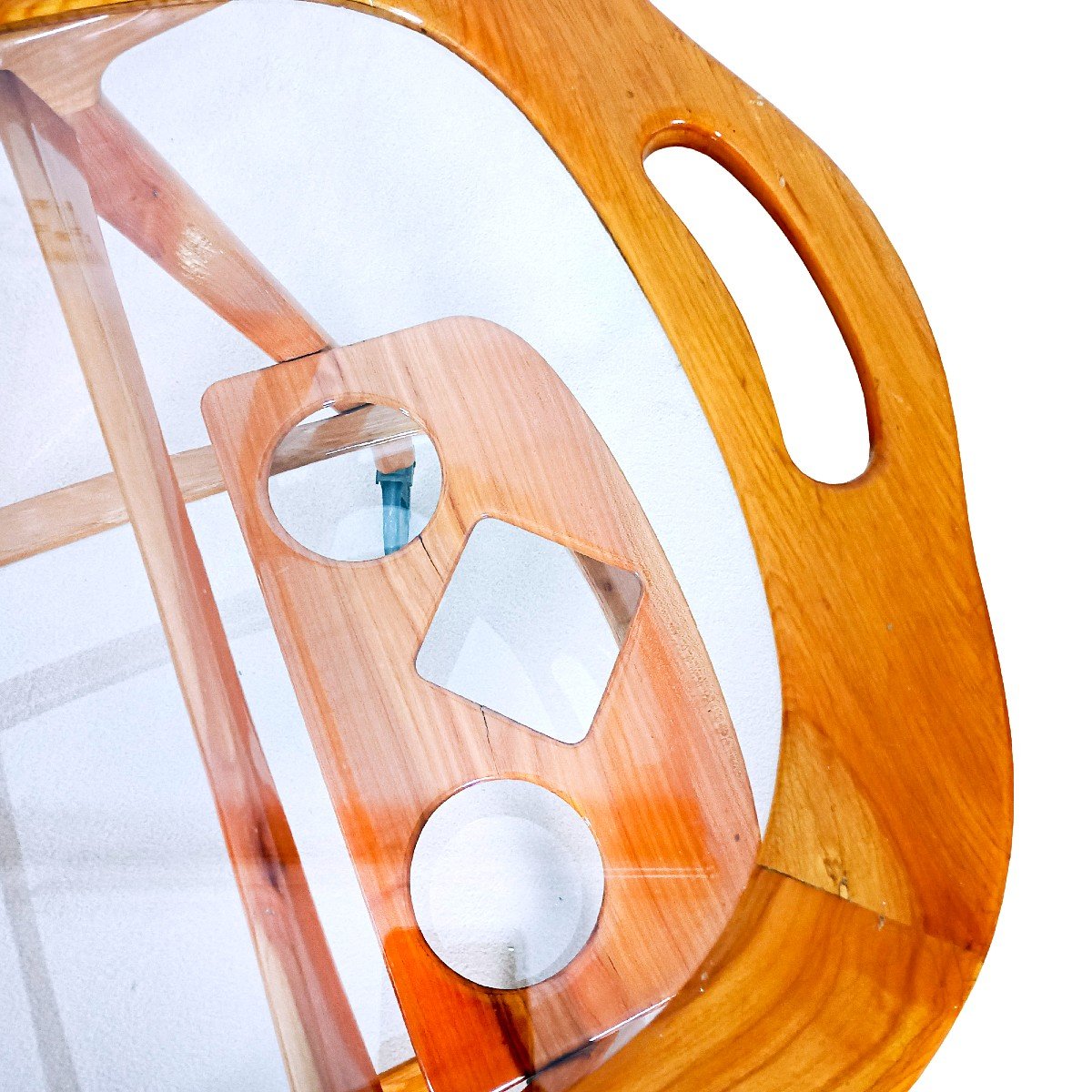 Serving Table In Solid Cherry Wood And Glass By Cesare Lacca - Italy 1950-photo-8