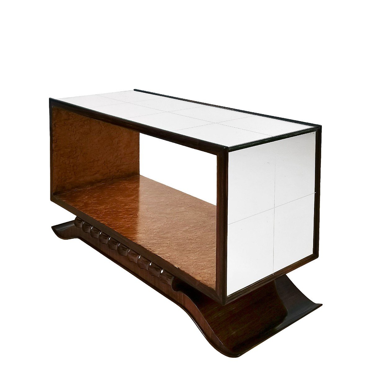 Art Deco Cubist Coffee Table In Solid Wood - Italy 1930-photo-2