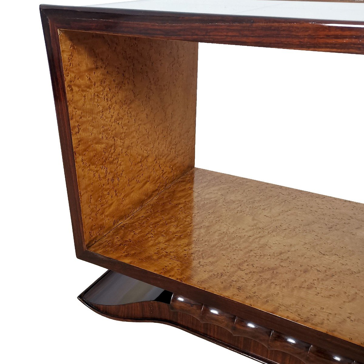 Art Deco Cubist Coffee Table In Solid Wood - Italy 1930-photo-4