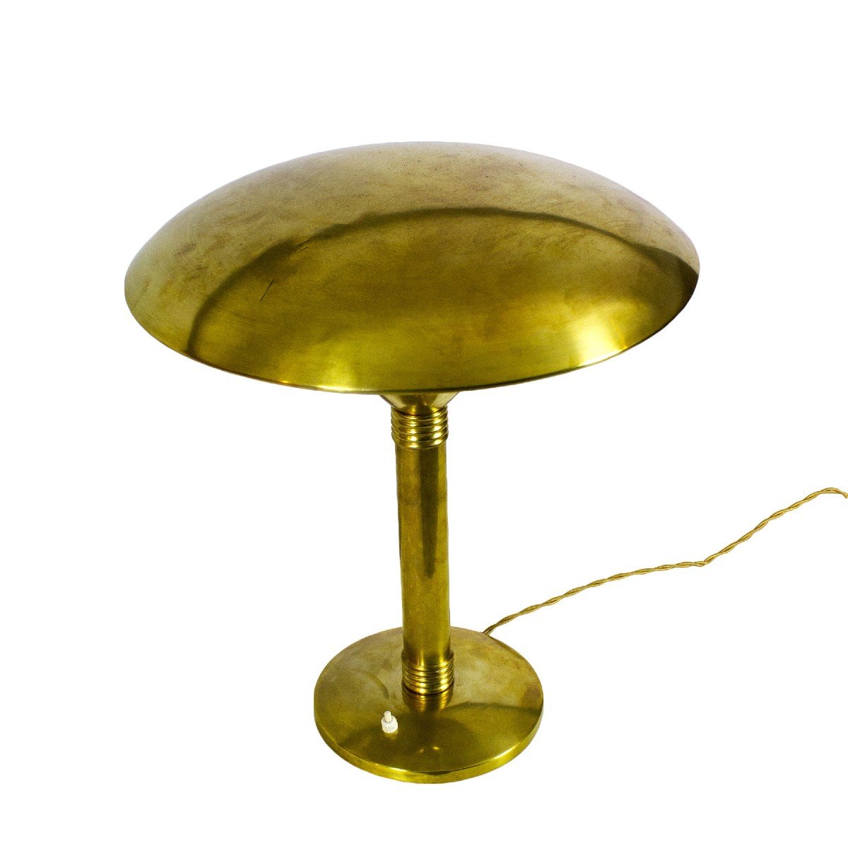 Grande Lampe De Table Art Déco En Laiton Poli - Italie 1930-photo-2