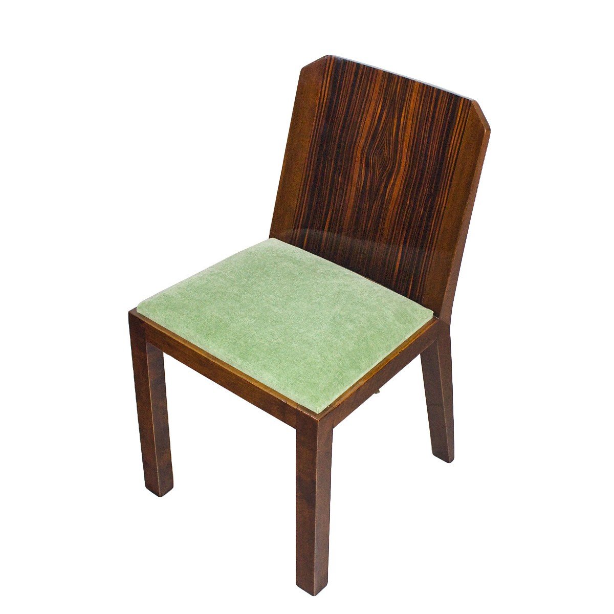 Series Of Six Art Deco Chairs In Solid Walnut - France 1930-photo-4