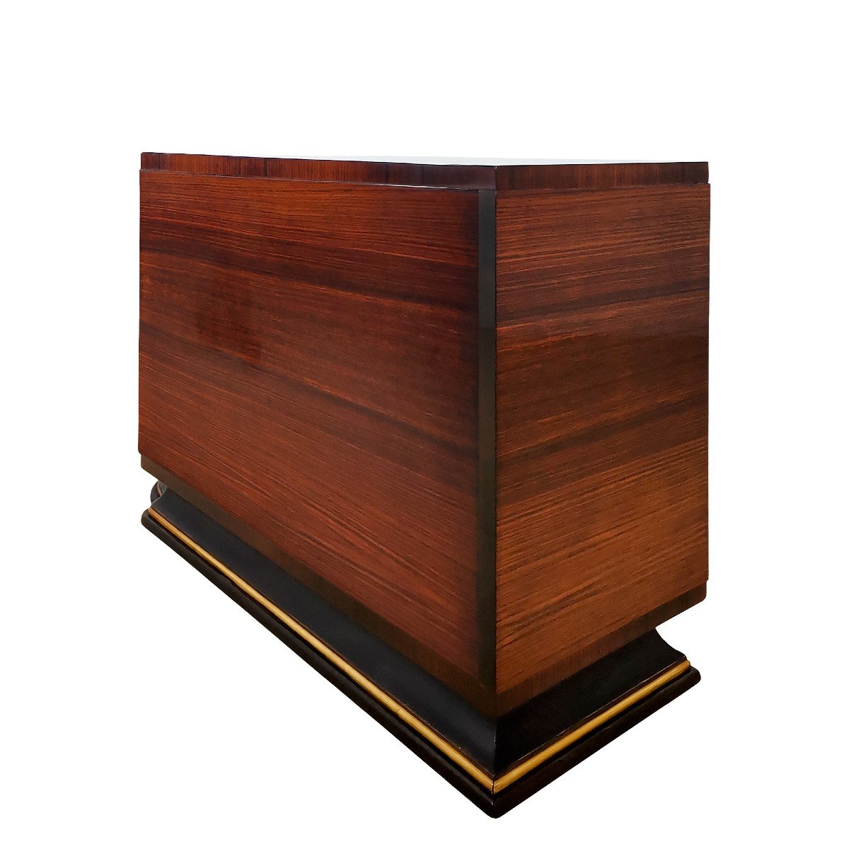 Art Deco Four-sided Auxiliary Bar Cabinet In Solid Wood - France 1930-photo-2