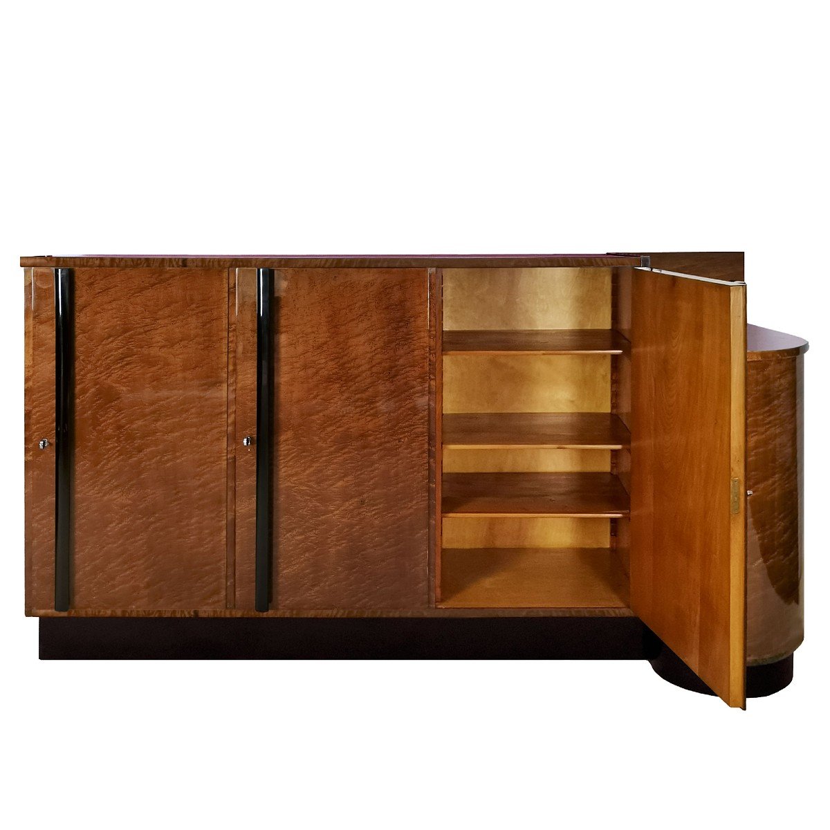 Large Sideboard Cabinet In Speckled Mahogany Veneered Wood - Italy 1930-photo-2
