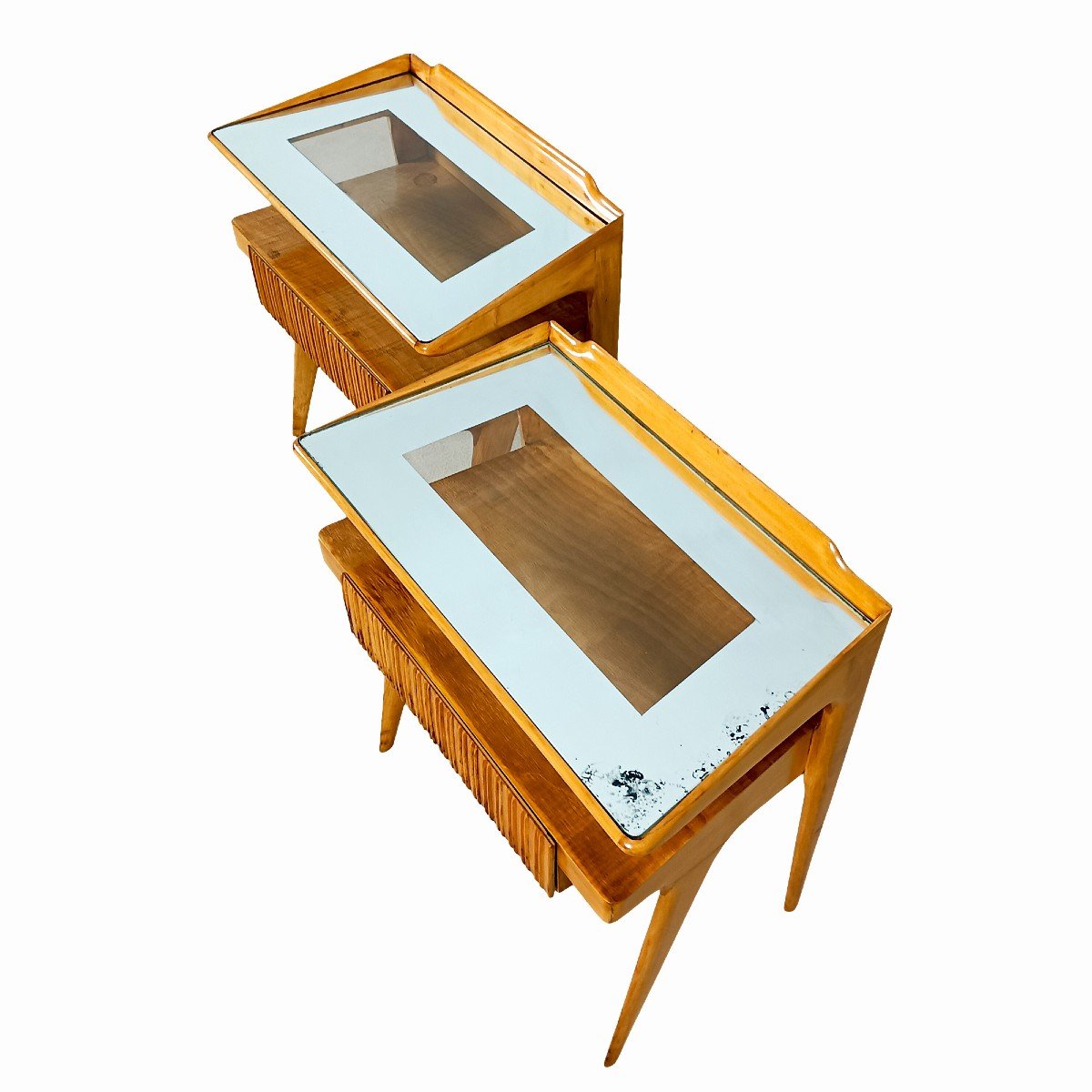 Pair Of Bedside Tables In Solid Maple - Italy 1950-photo-8