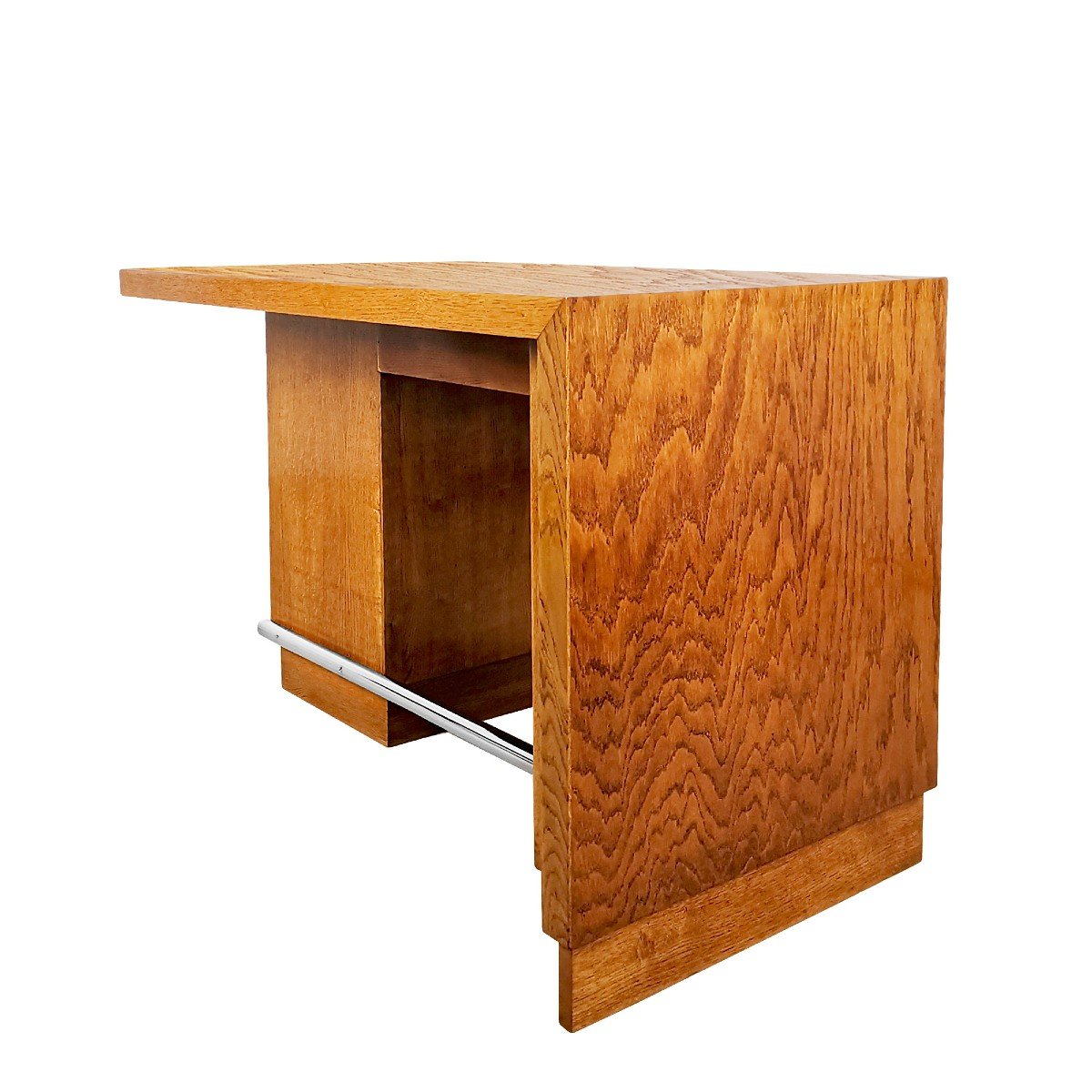 Small Double Sided Cubist Art Deco Desk In Solid Oak - France 1930-photo-3