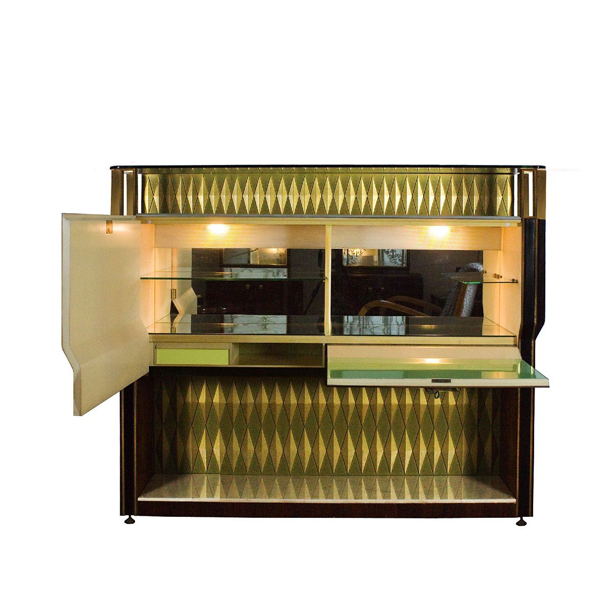 Rosewood Veneered Solid Wood Bar Cabinet - Italy 1950-photo-4