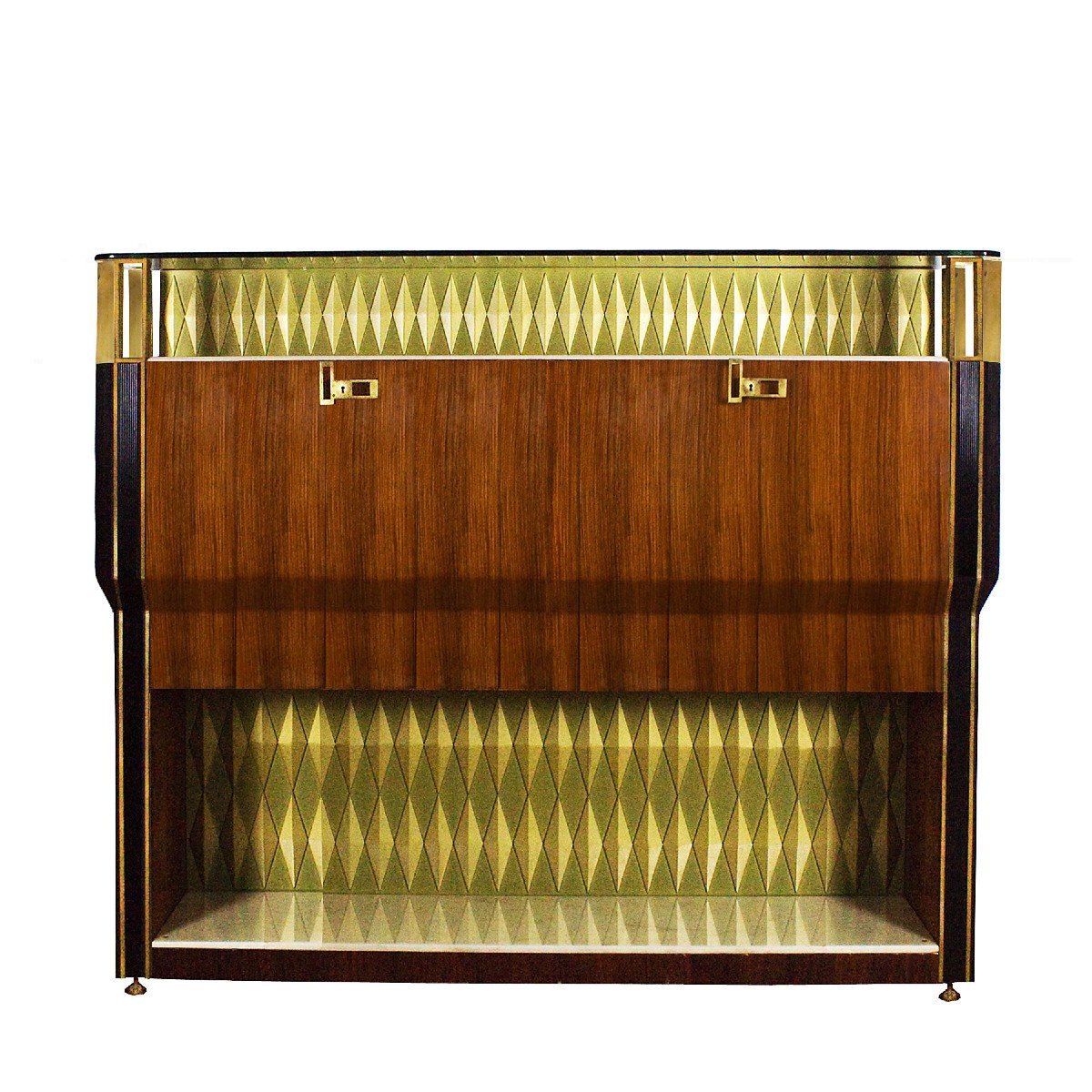 Rosewood Veneered Solid Wood Bar Cabinet - Italy 1950