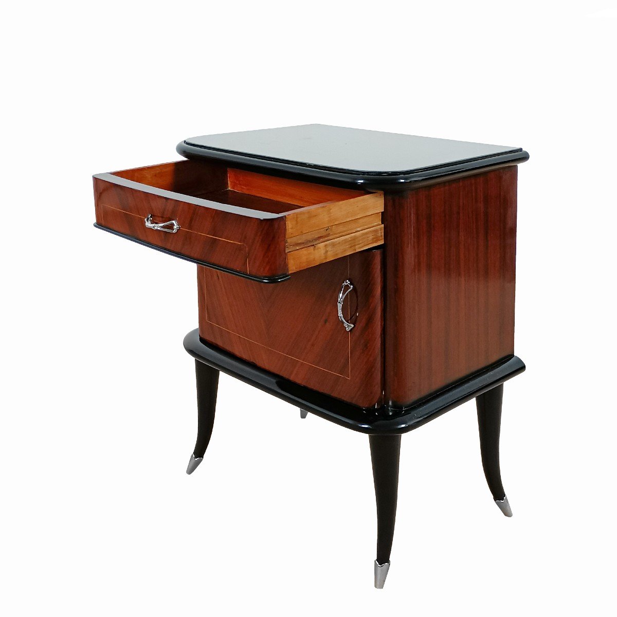 Pair Of Nightstands In Blackened Beech - Italy 1940-photo-3