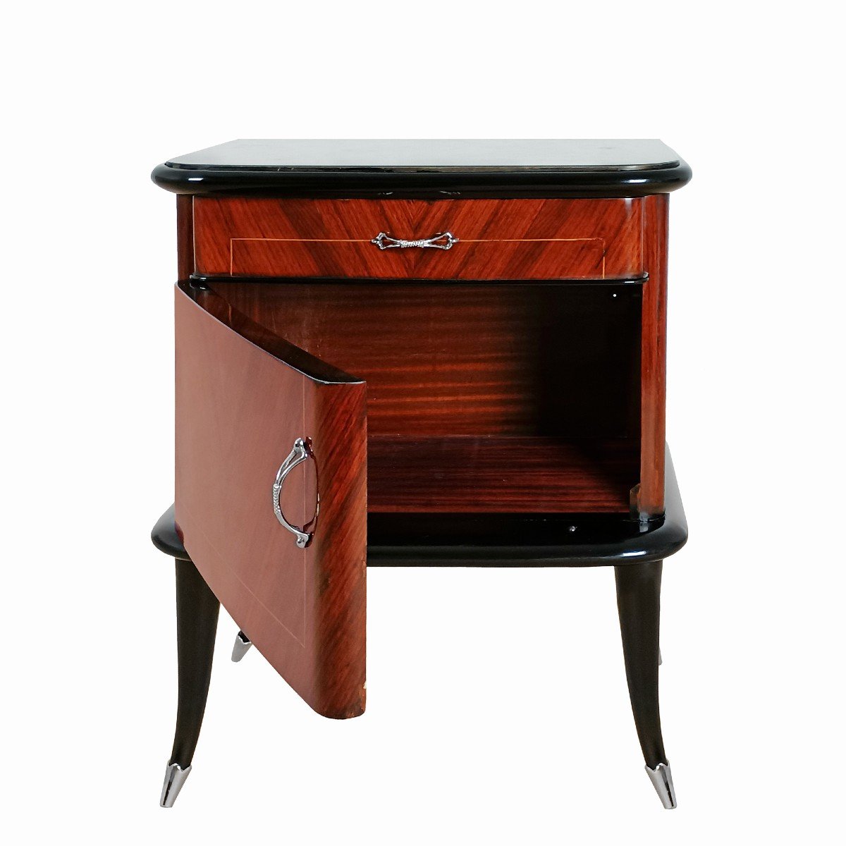 Pair Of Nightstands In Blackened Beech - Italy 1940-photo-5