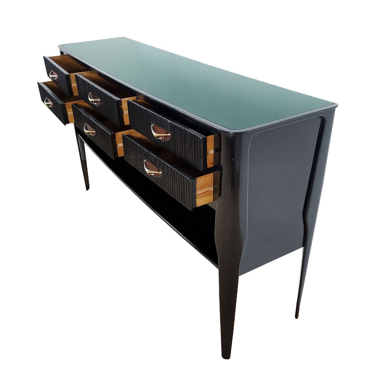 Console-commode à Six Tiroirs “grissinis” En Acajou Teinté - Italie 1940-photo-2