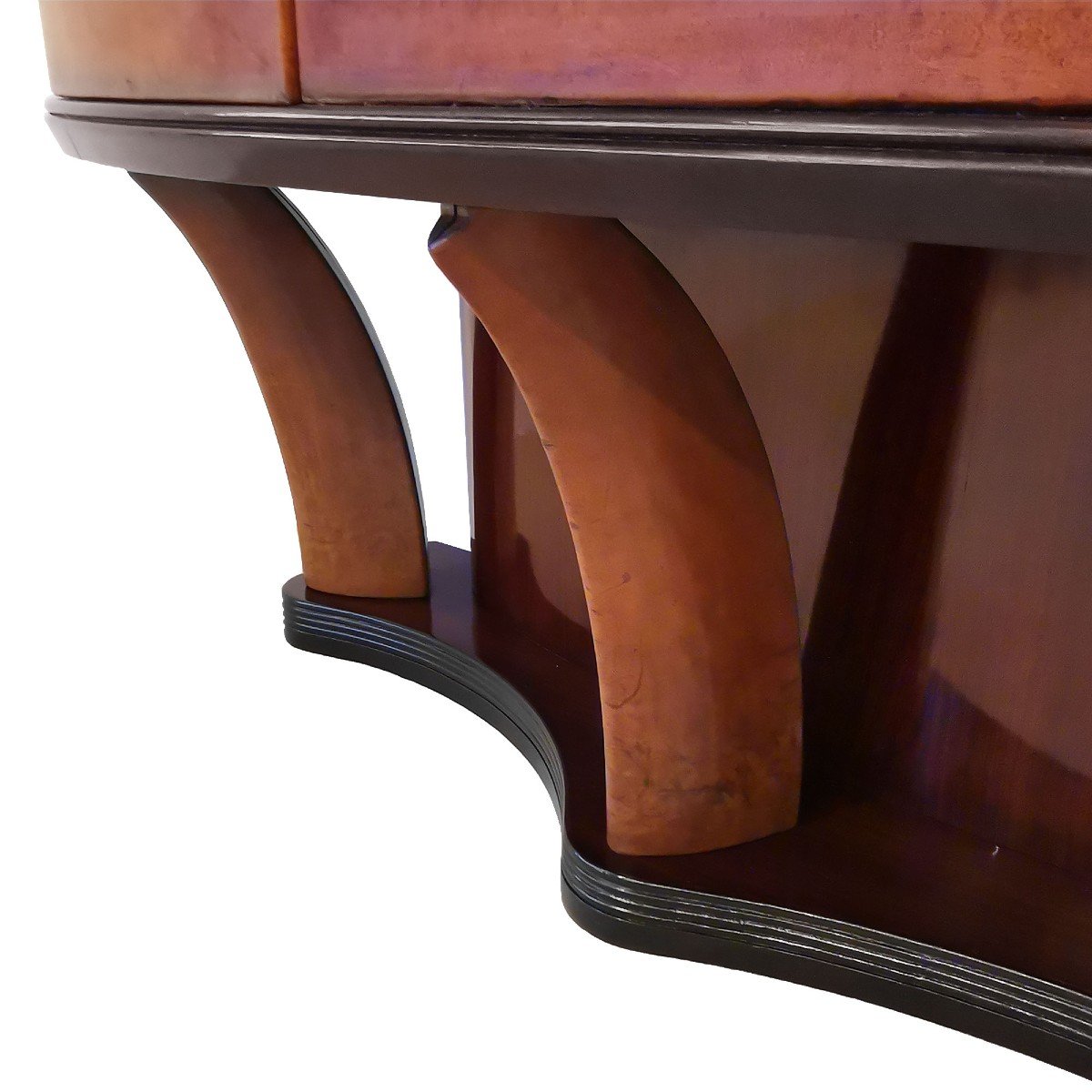 Solid Wood Bar Cabinet Covered With Thick Leather - Italy 1940-photo-5