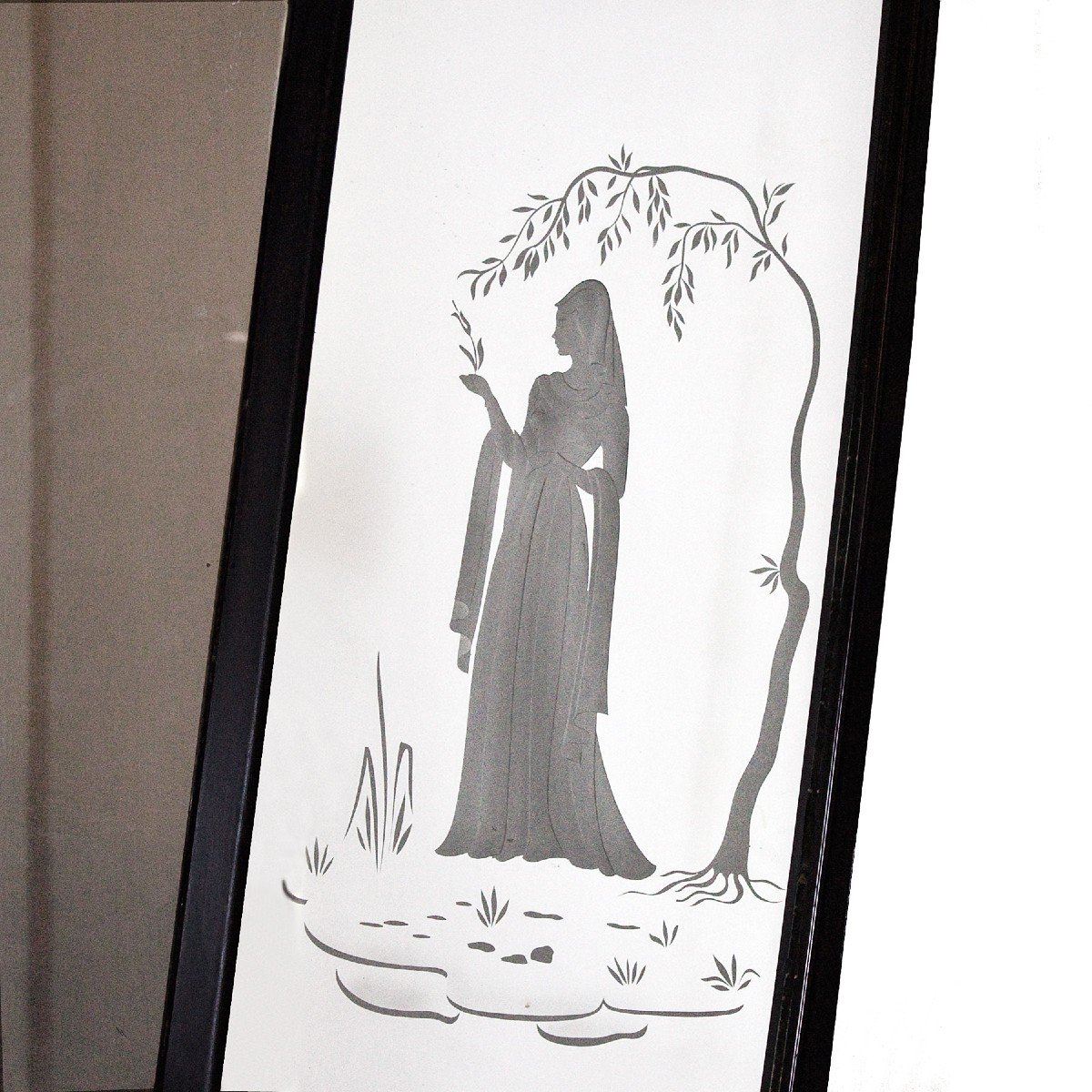 Large Acid Etched Mirror - Italy 1940-photo-2