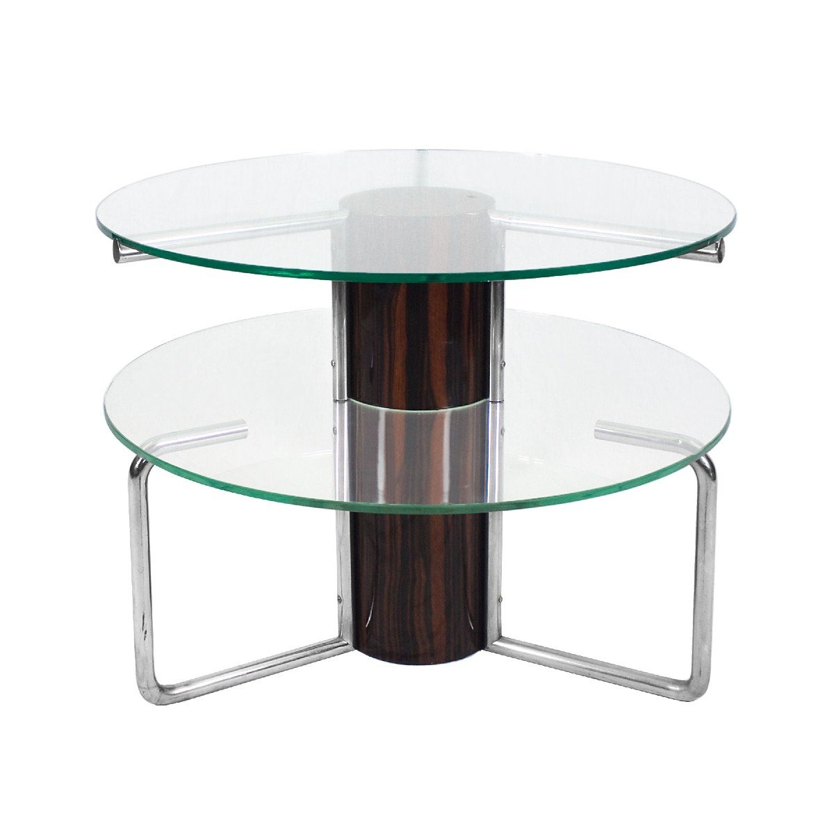 Grande Table De Centre Avec Deux Plateaux En Verre épais - Italie 1930-photo-4