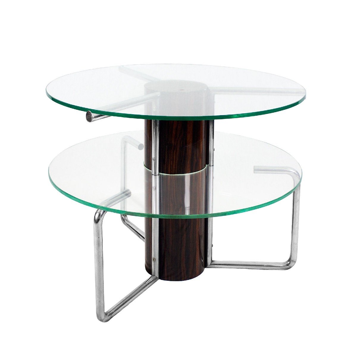 Large Center Table With Two Thick Glass Tops - Italy 1930