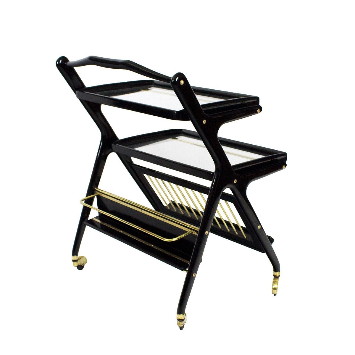 Bar Cart With Magazine Rack And Two Removable Trays  By Cesare Lacca - Italy  1948-50-photo-1
