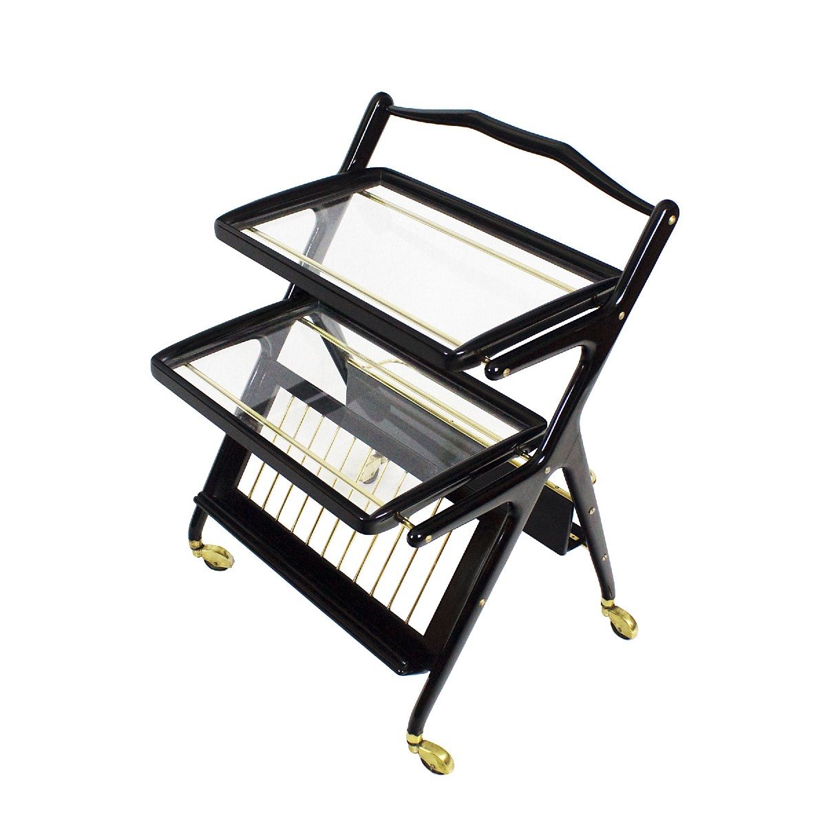 Bar Cart With Magazine Rack And Two Removable Trays  By Cesare Lacca - Italy  1948-50-photo-2