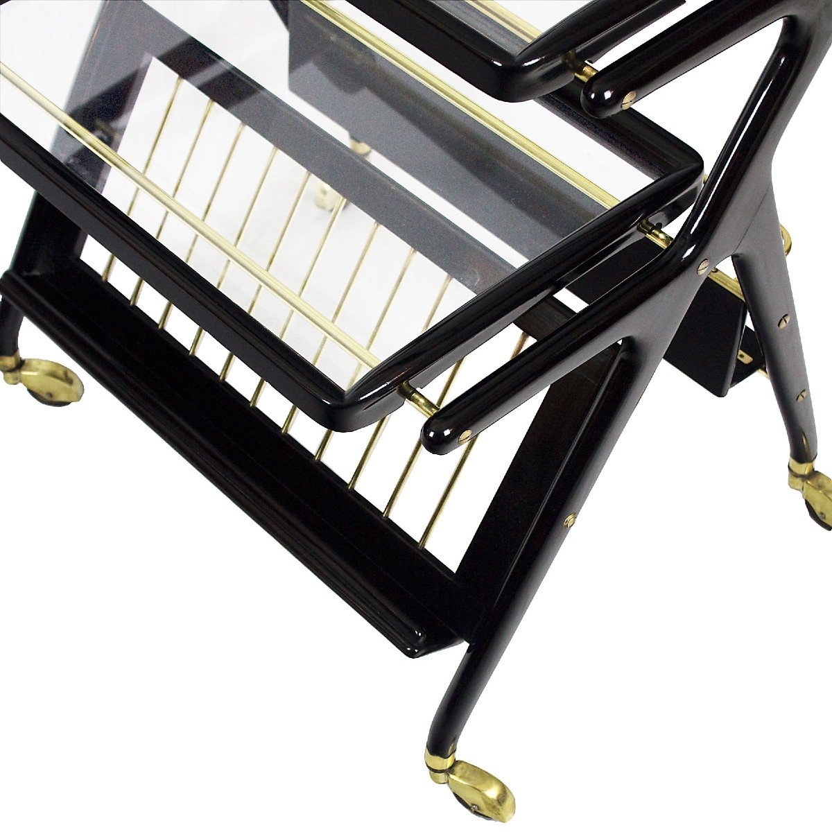 Bar Cart With Magazine Rack And Two Removable Trays  By Cesare Lacca - Italy  1948-50-photo-3
