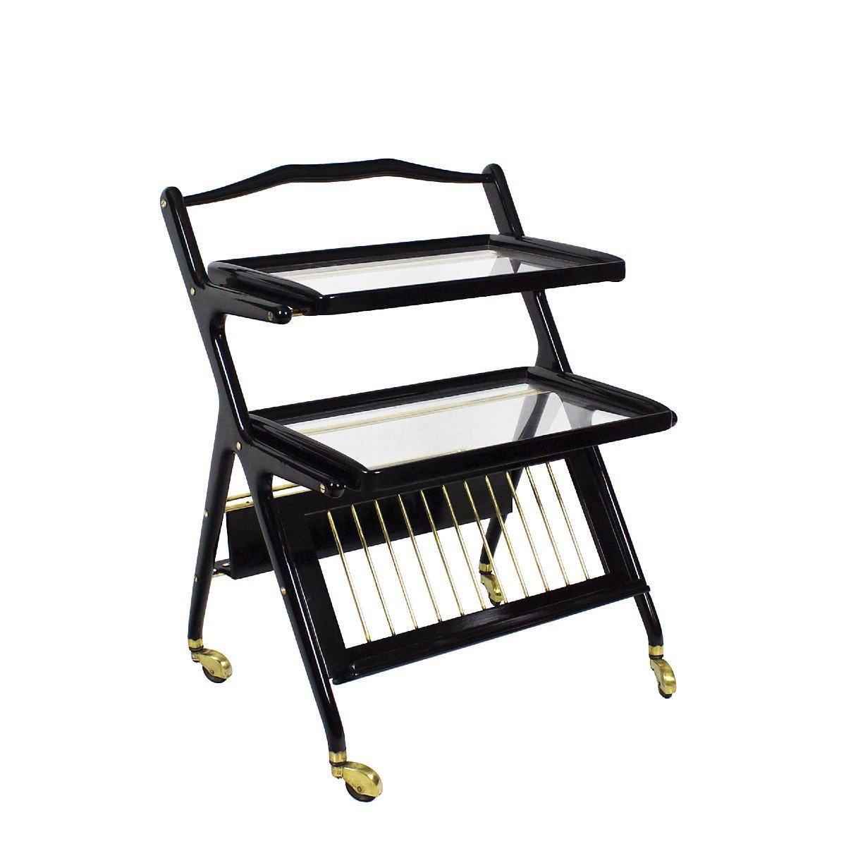Bar Cart With Magazine Rack And Two Removable Trays  By Cesare Lacca - Italy  1948-50