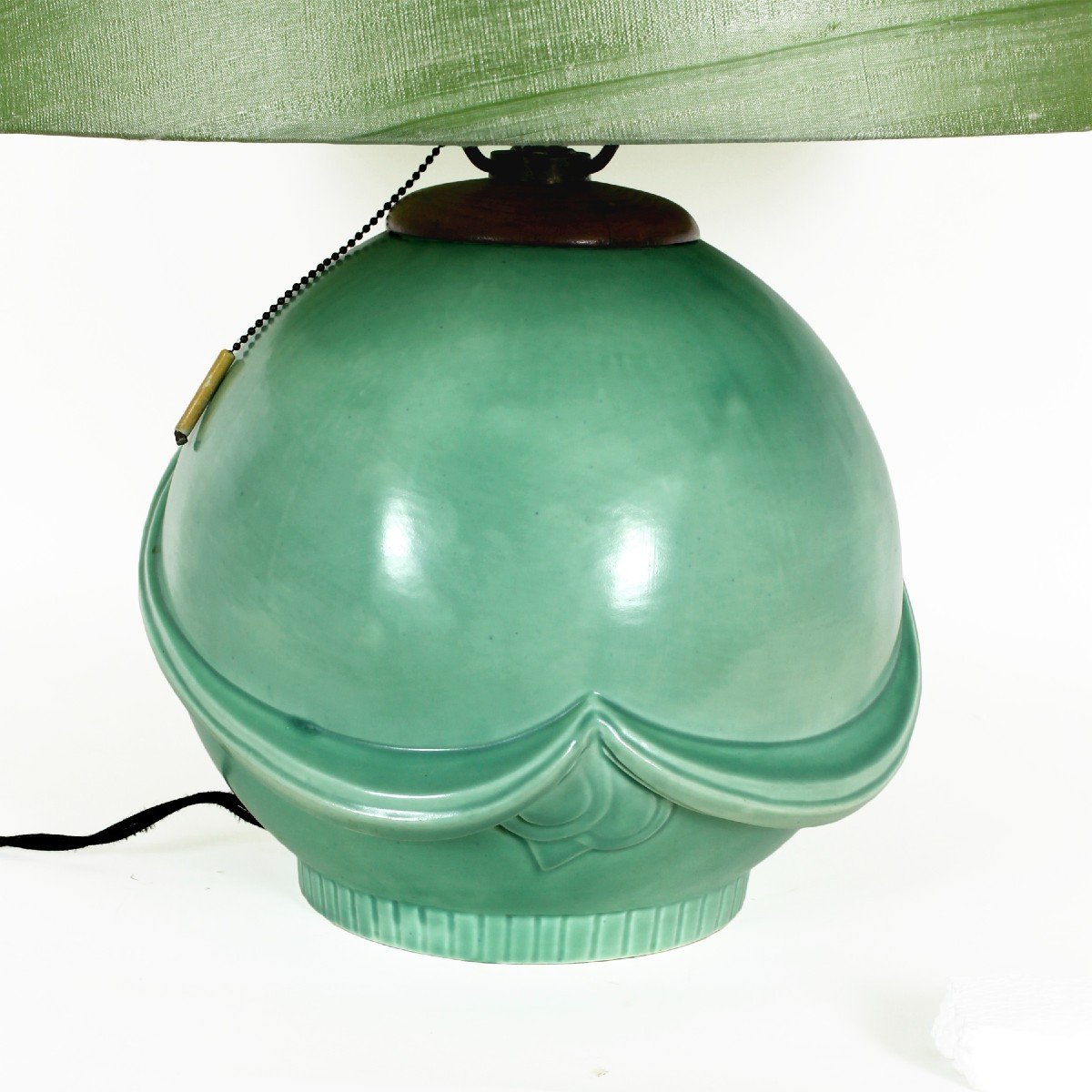 Art Deco Table Lamp In Celadon Green Ceramic - Czechoslovakia 1930-photo-2
