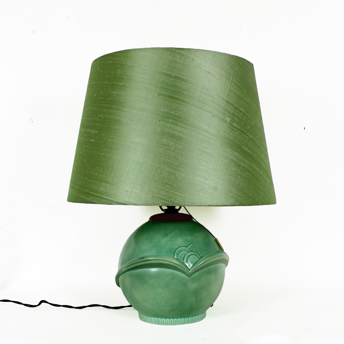 Art Deco Table Lamp In Celadon Green Ceramic - Czechoslovakia 1930-photo-4